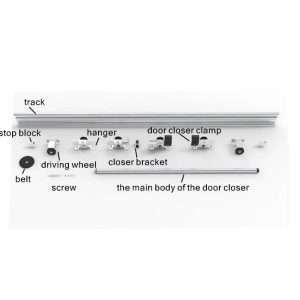 Double-opening linkage track door closer